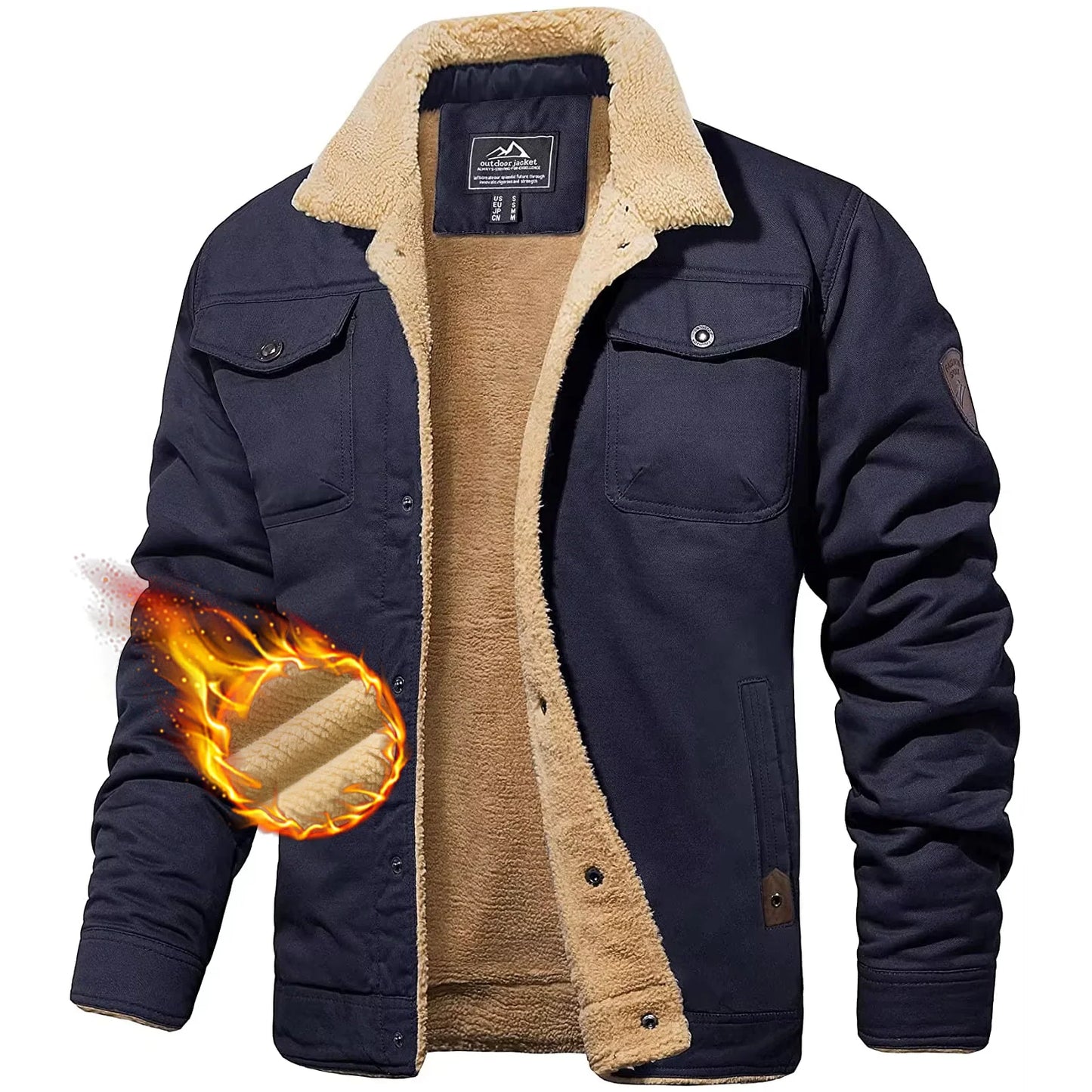 TACVASEN Turn-down Collar Winter Cotton Jackets