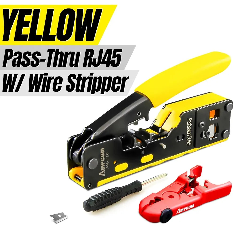AMPCOM EZ-Type RJ45 Crimper with Wire Strip
