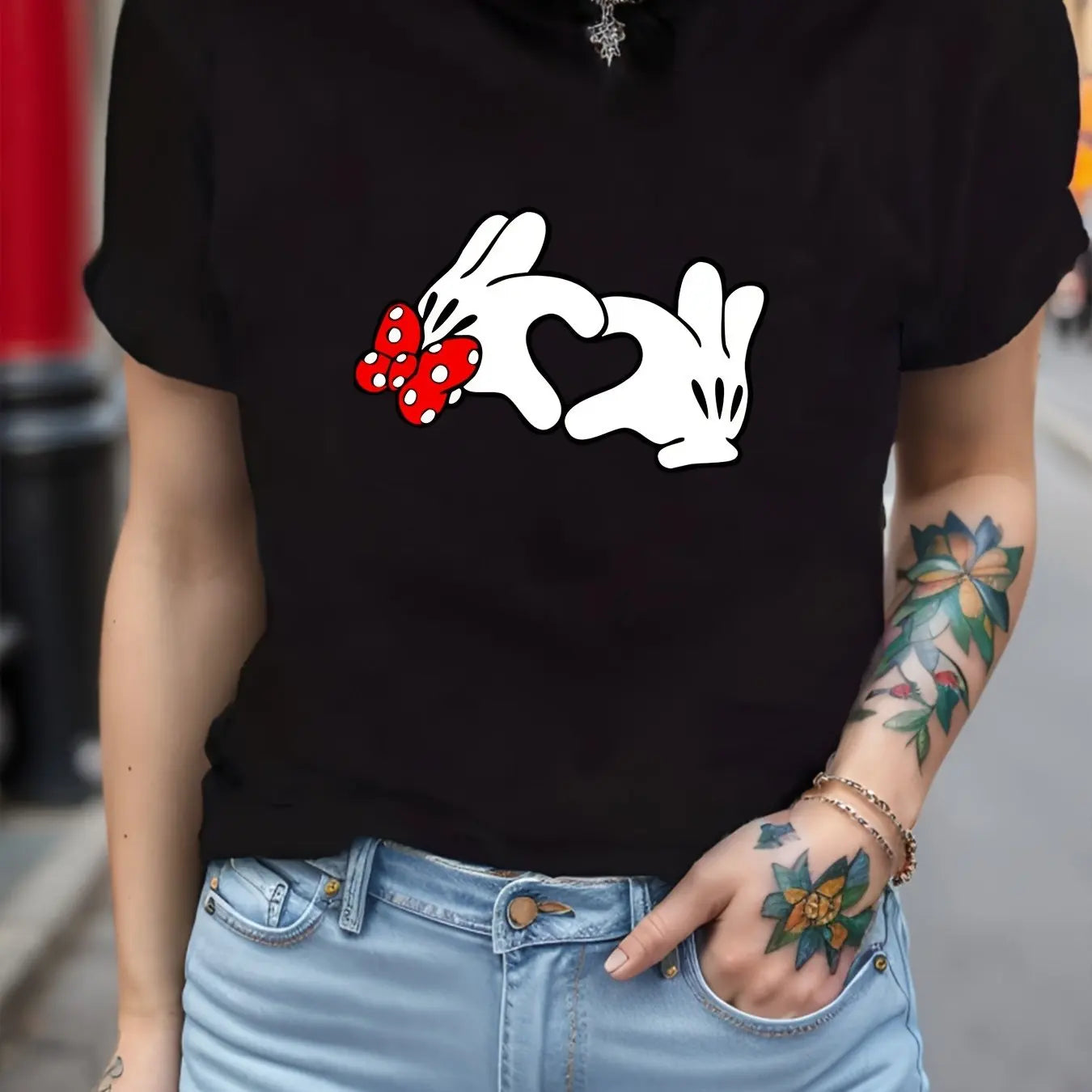 Love Print T-Shirt Fashion Casual Crew Neck