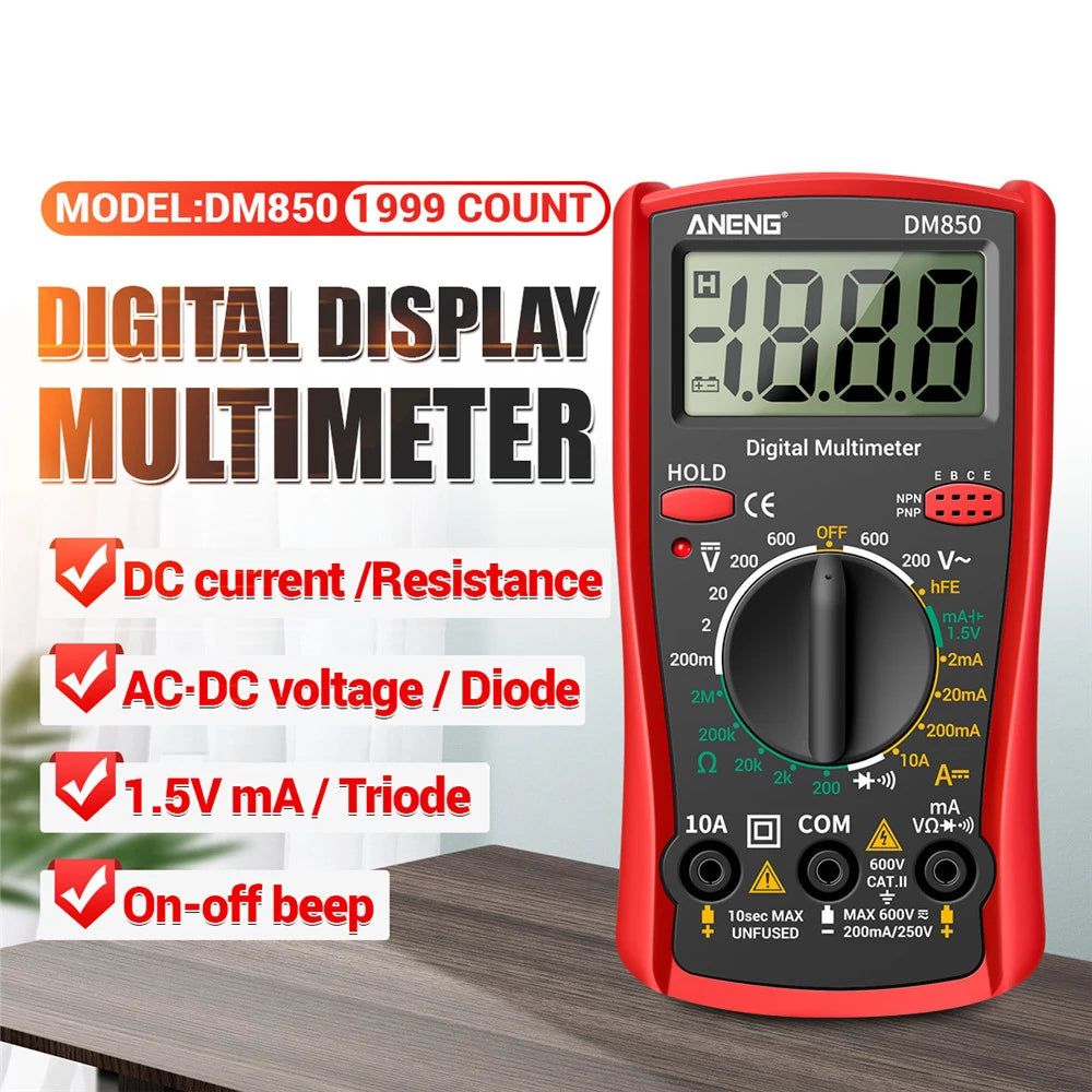 AC DC Voltmeter Ammeter Ohm Meter LCD Digit Voltage Current Tester