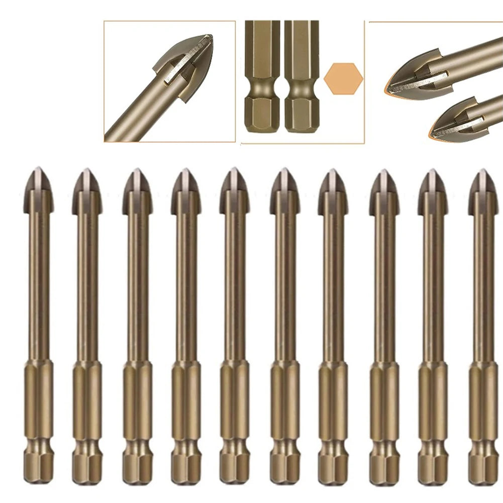 10 Pcs Cross Drill Bits 6mm Tip For Glass Ceramic