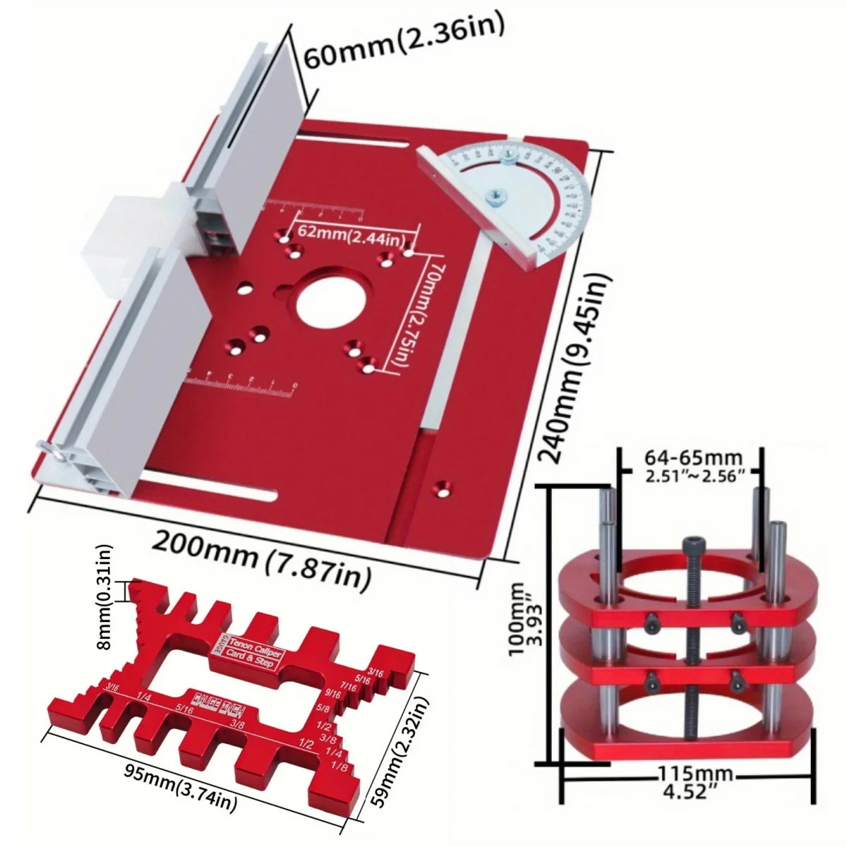 Woodworking Router Lift System and Aluminum Top Plate