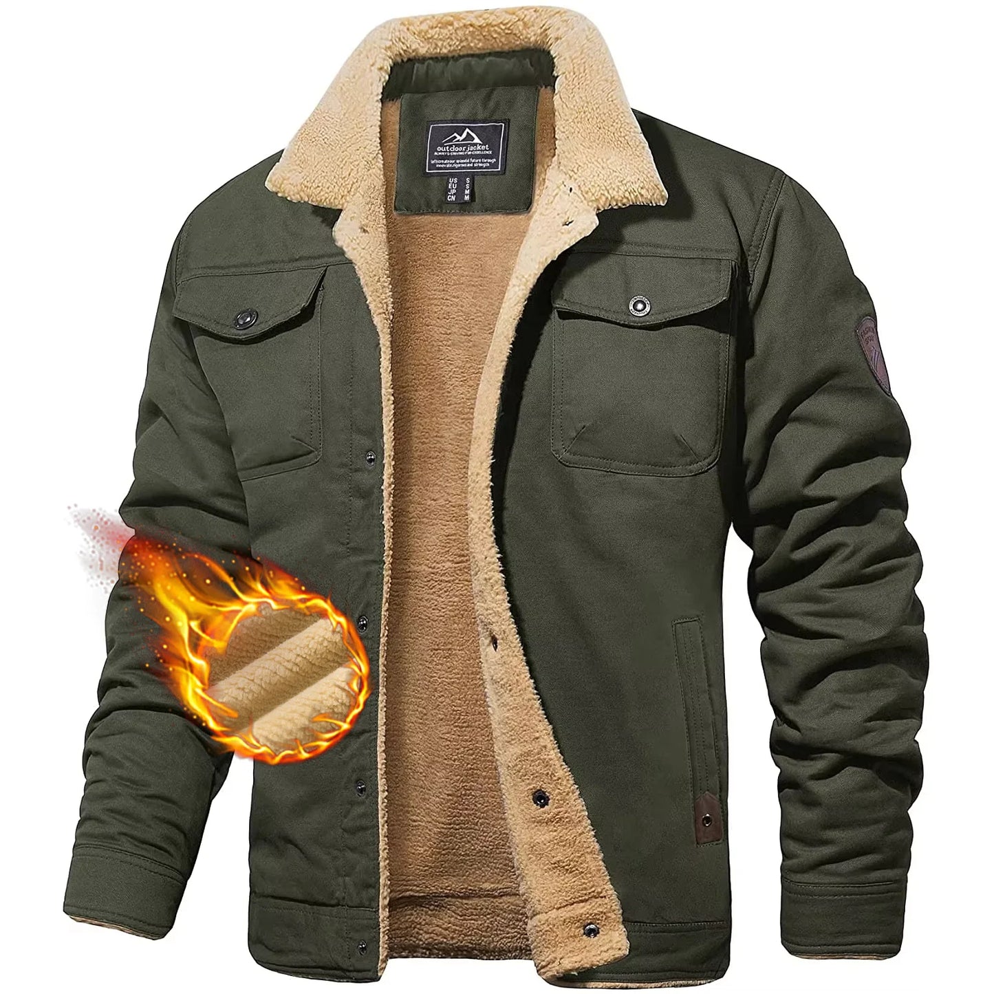 TACVASEN Turn-down Collar Winter Cotton Jackets