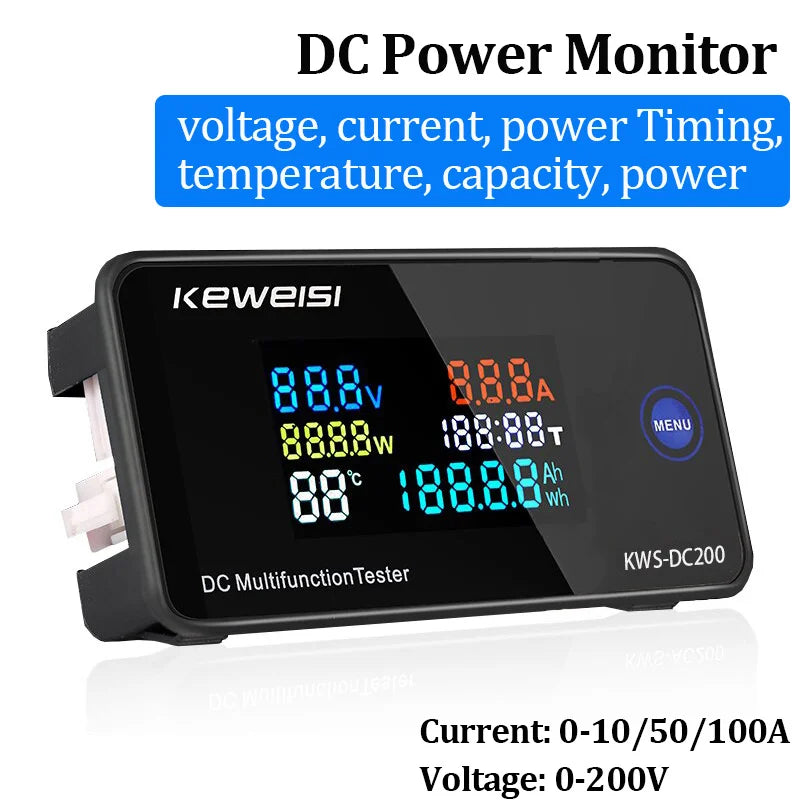 DC200 Digital Voltmeter KWS 50A/100A DC Power Monitor