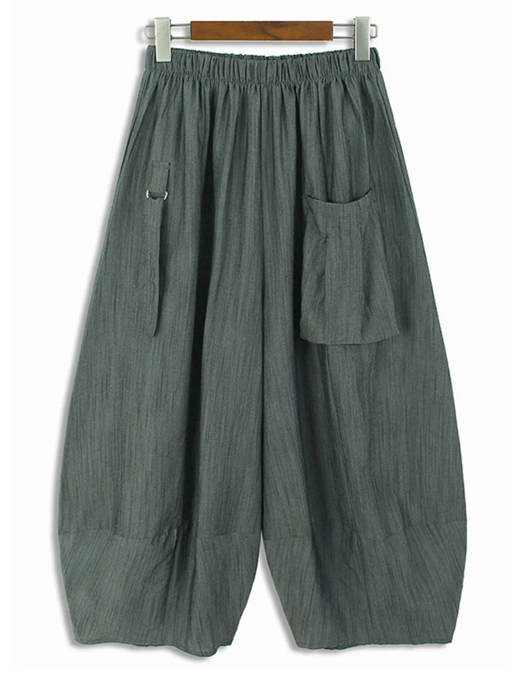 High Elastic Waist Green Buckle
