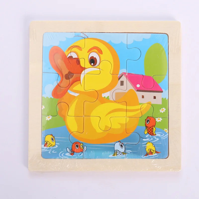 Kids Wooden Animals Puzzle Game 11X11CM Cartoon Traffic