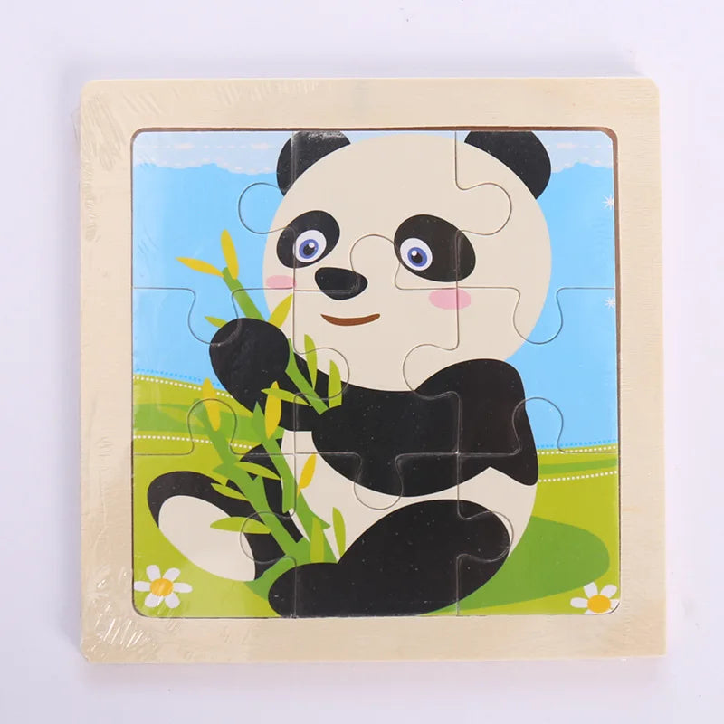 Kids Wooden Animals Puzzle Game 11X11CM Cartoon Traffic