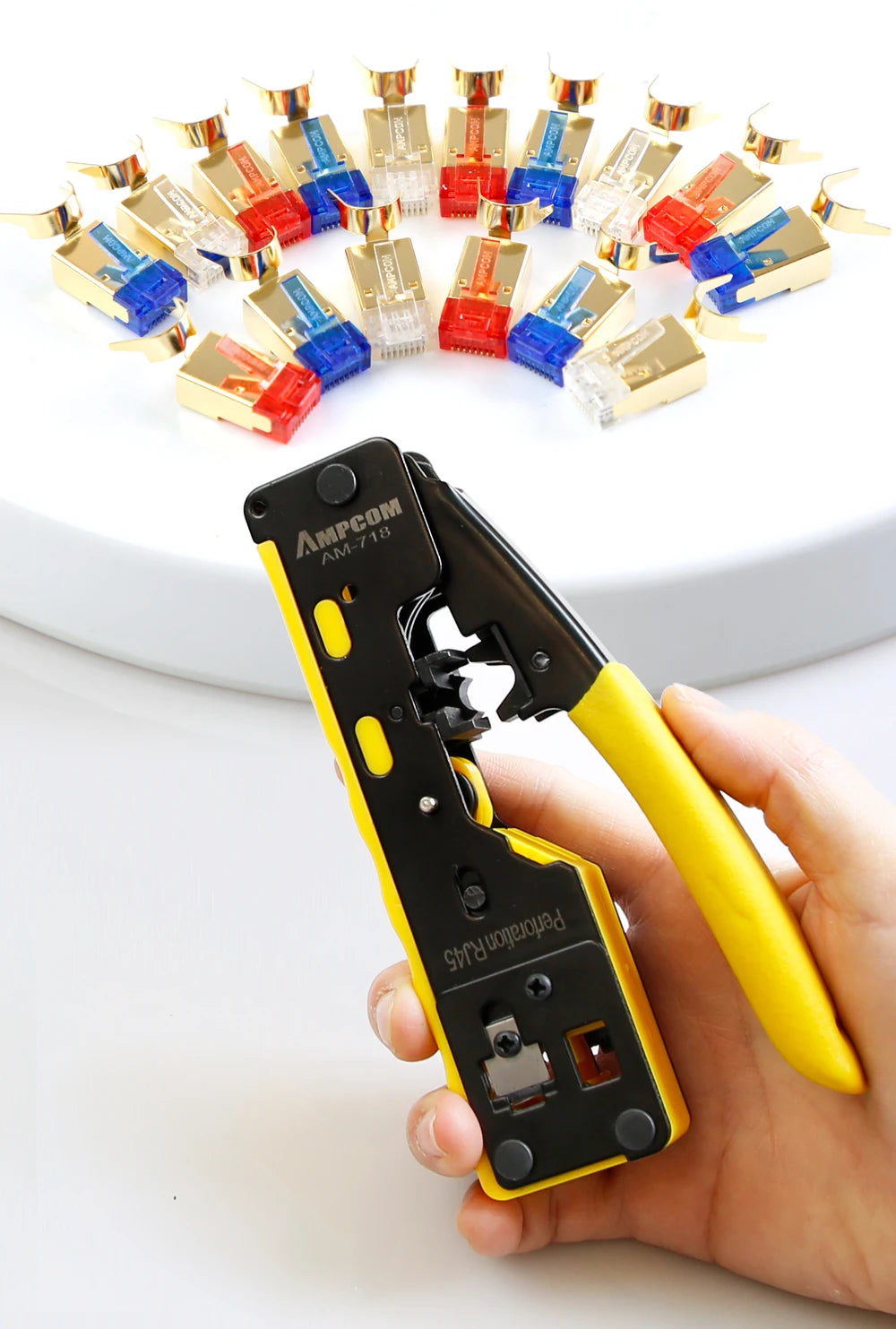 AMPCOM EZ-Type RJ45 Crimper with Wire Strip