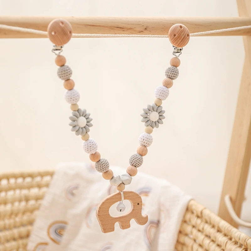 0 6 12 Month Wooden Crochet Baby Car Chain Hanging Pram Toy Rattle Crib Bell Animal Mobiles Gym Stroller Pendants Toddler Gifts