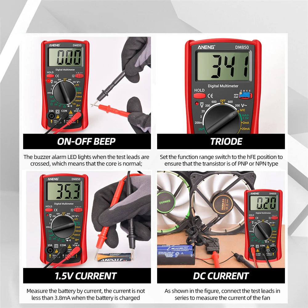 AC DC Voltmeter Ammeter Ohm Meter LCD Digit Voltage Current Tester