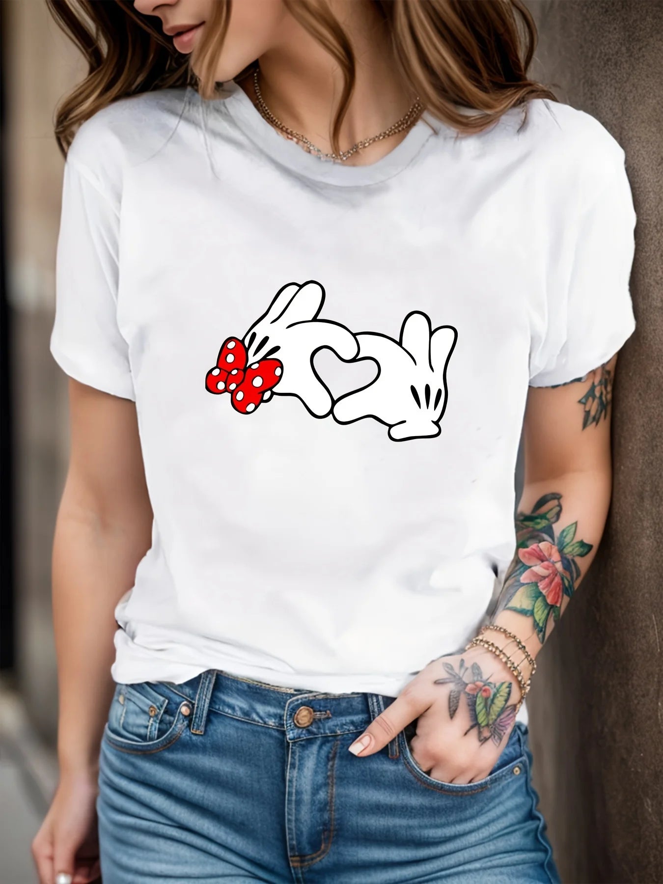 Love Print T-Shirt Fashion Casual Crew Neck