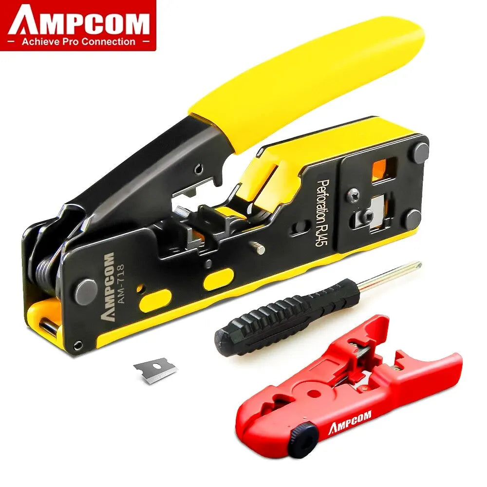 AMPCOM EZ-Type RJ45 Crimper with Wire Strip