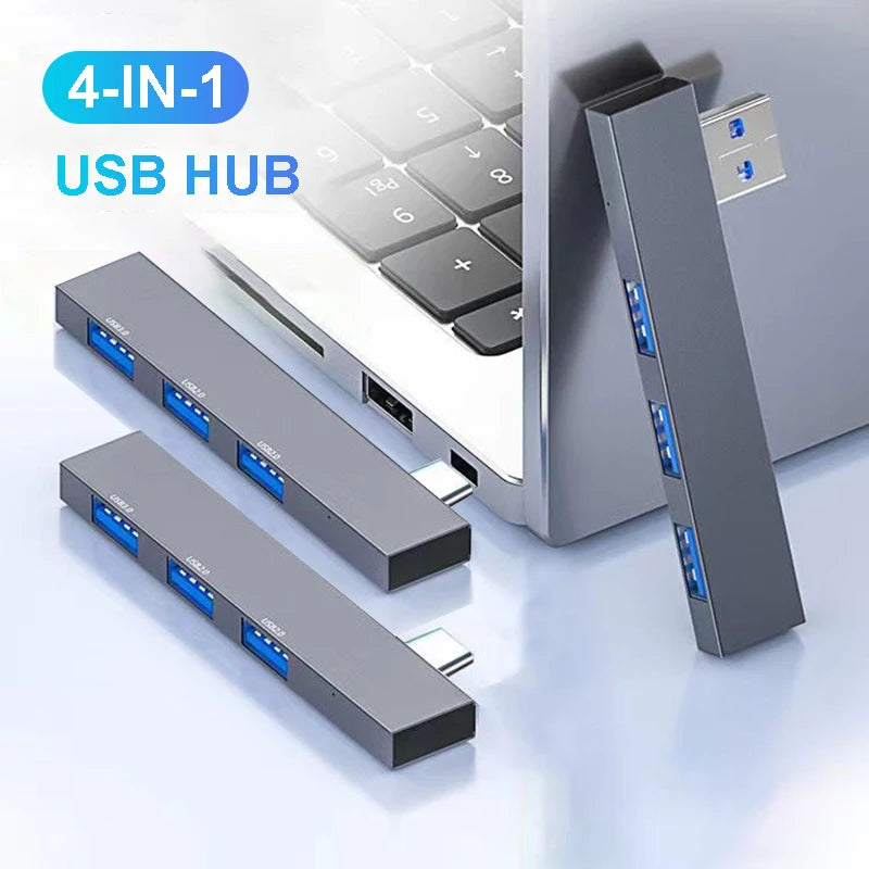 4 Port USB HUB 3.0 Type C 3.1 Multi USB Splitter