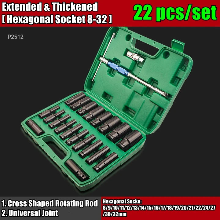 1/2 Sleeve Combination Drive Extended Socket Hexagonal