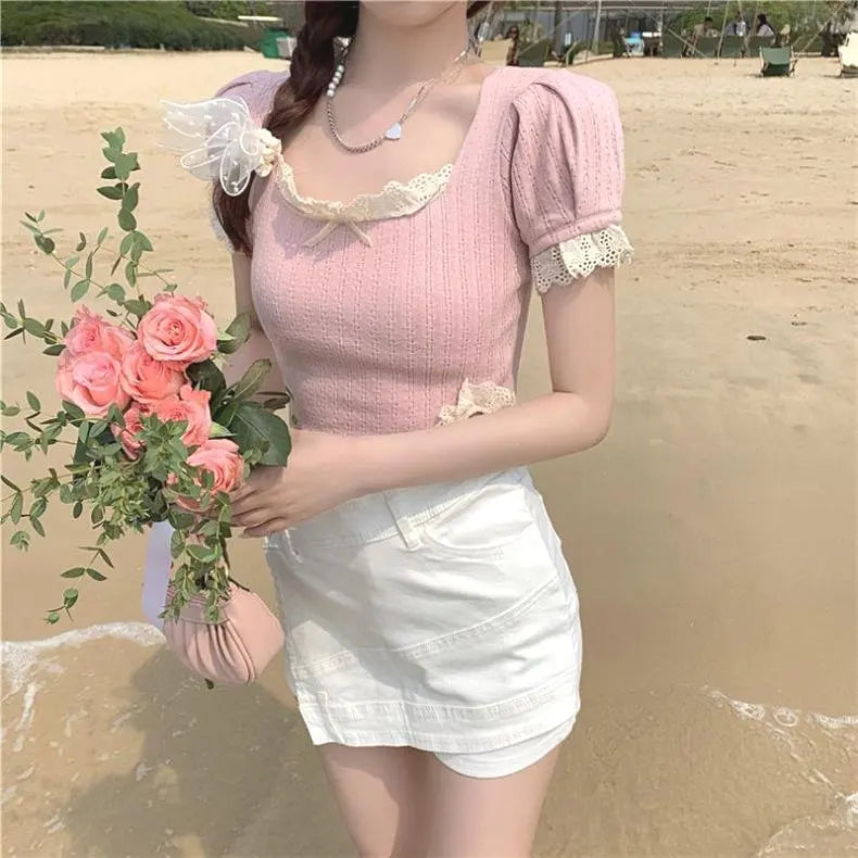 Knitted Sweater Slim Fit Square Neck