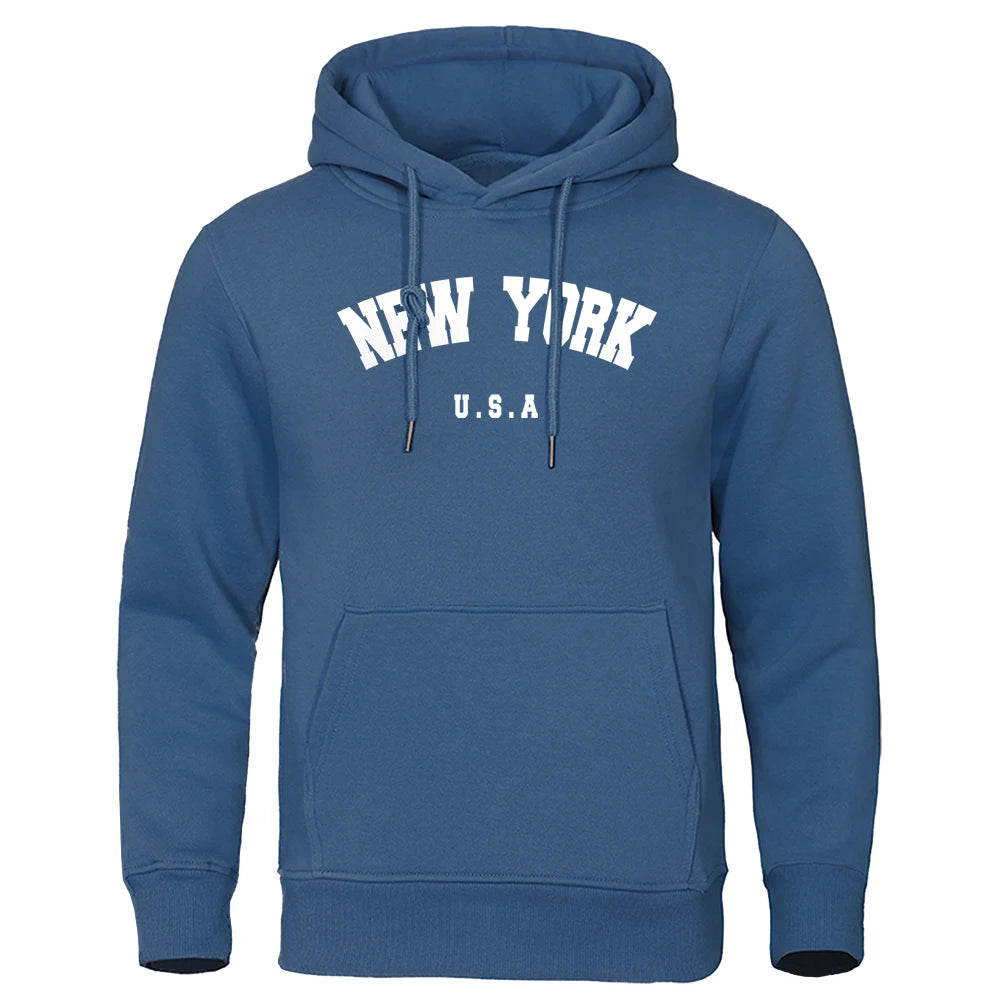 NEW YORK Letter U.S.A City Print Hoody Men Fashion