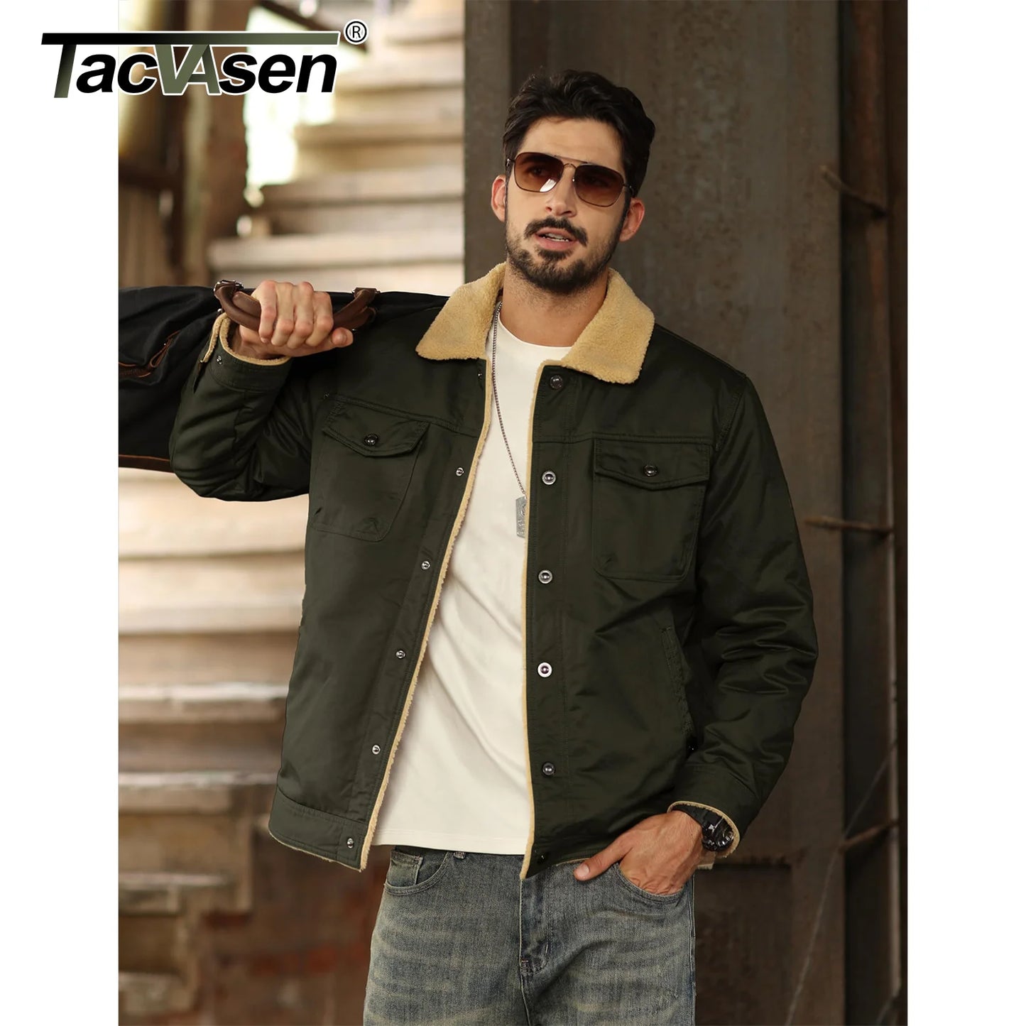 TACVASEN Turn-down Collar Winter Cotton Jackets