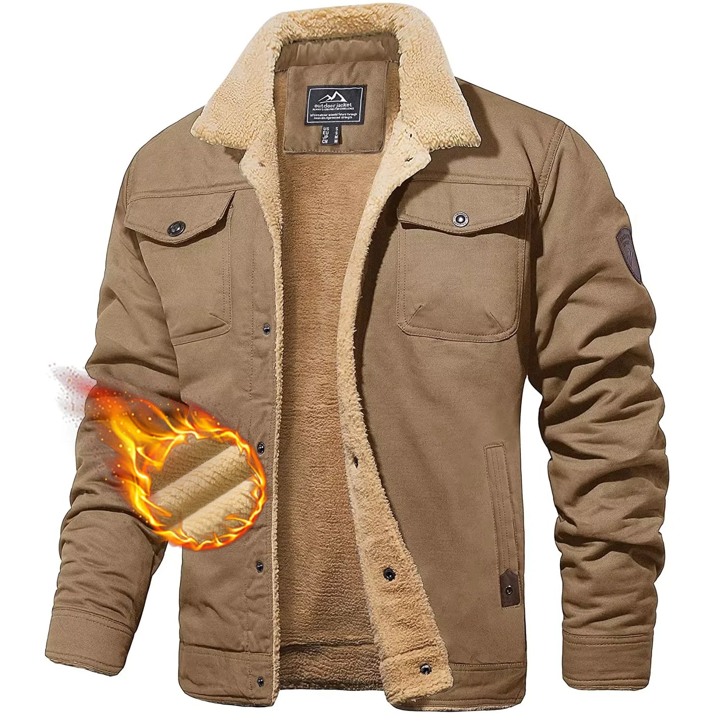 TACVASEN Turn-down Collar Winter Cotton Jackets