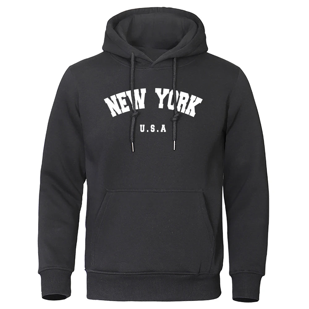 NEW YORK Letter U.S.A City Print Hoody Men Fashion