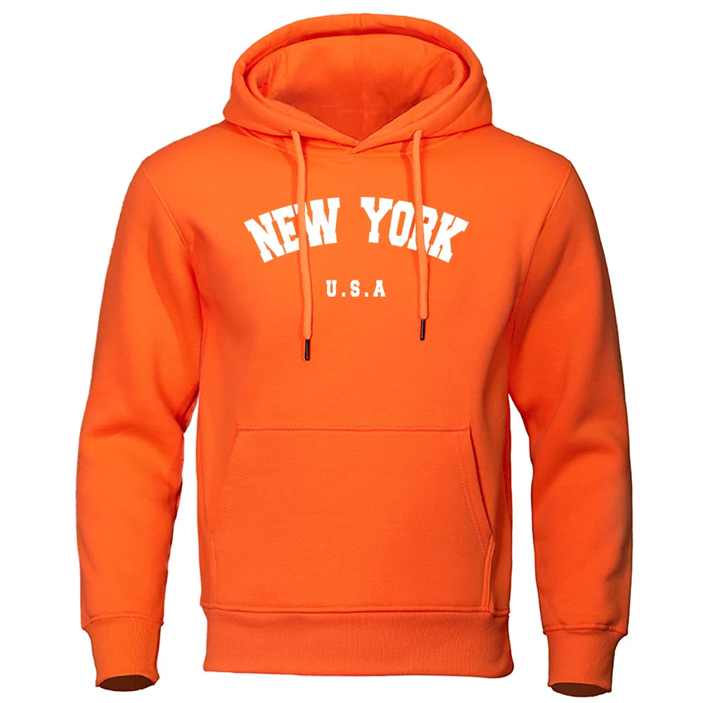 NEW YORK Letter U.S.A City Print Hoody Men Fashion