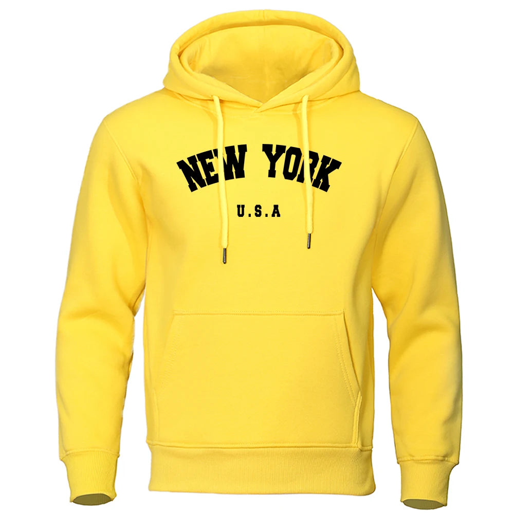 NEW YORK Letter U.S.A City Print Hoody Men Fashion