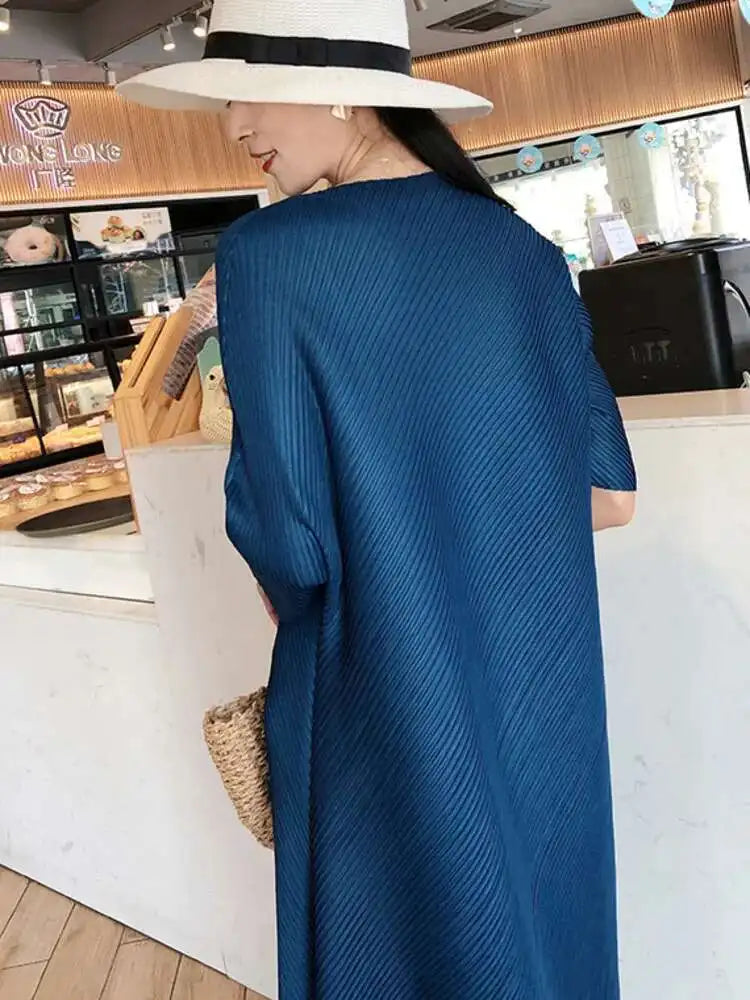 LANMREM Irregular Women Pleated Dress