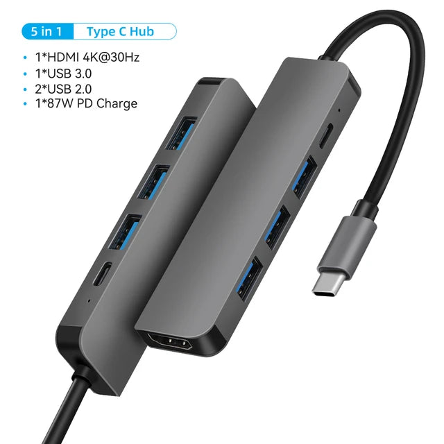 11 in 1 USB C HUB Type C to 4K HDMI-compatible USB 3.0 A