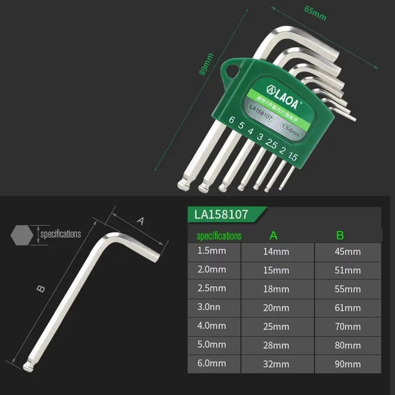 LAOA Mini 7-piece allen wrench hexagonal hexagonal screwdriver