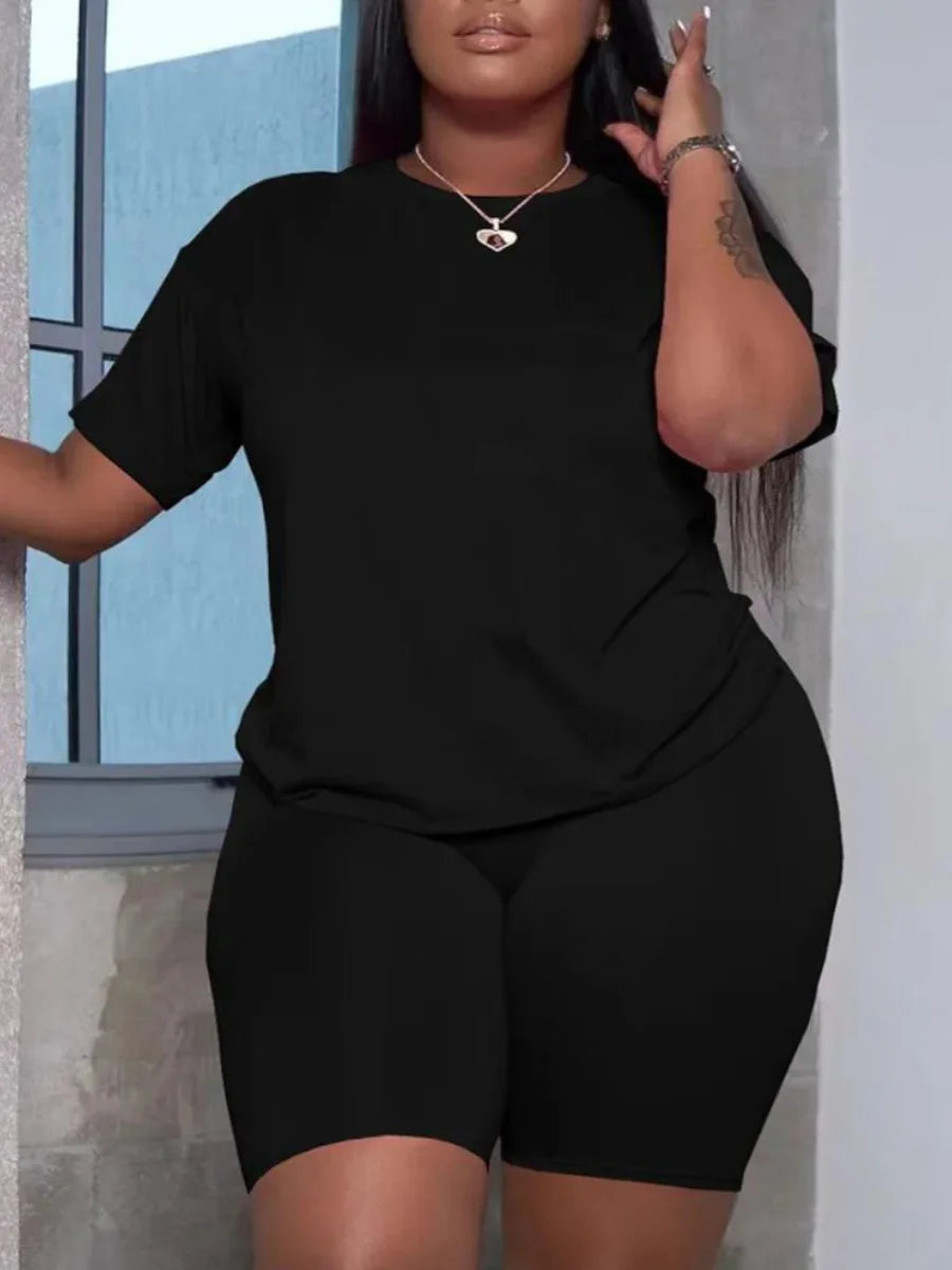 LW Basic Plus Size Summer Women's Suit Short