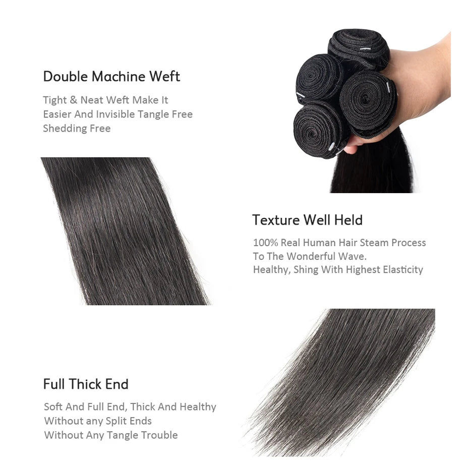 Straight Human Hair Bundles 100% Human Hair