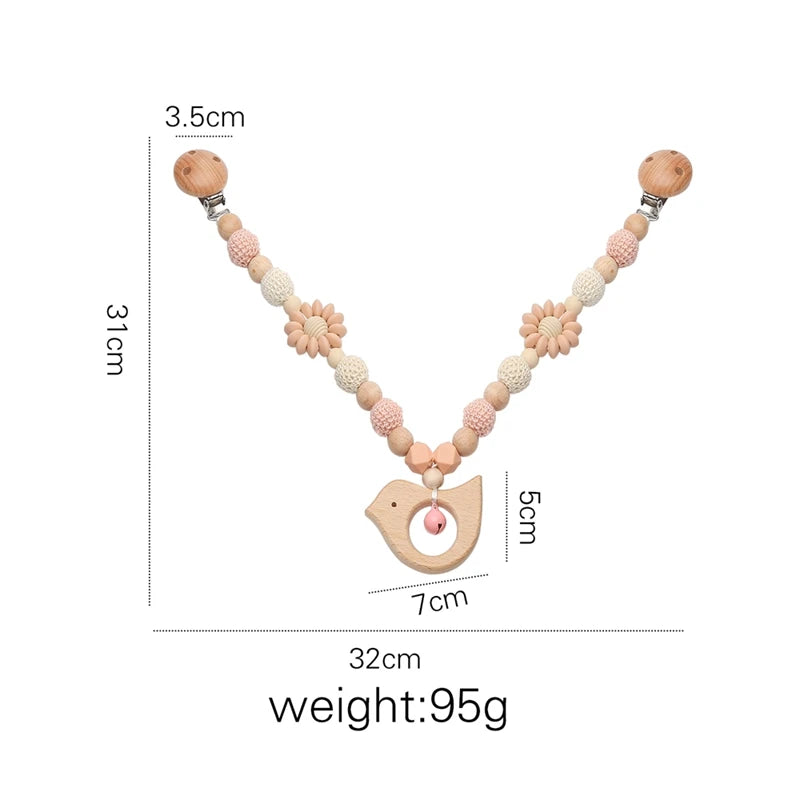 0 6 12 Month Wooden Crochet Baby Car Chain Hanging Pram Toy Rattle Crib Bell Animal Mobiles Gym Stroller Pendants Toddler Gifts