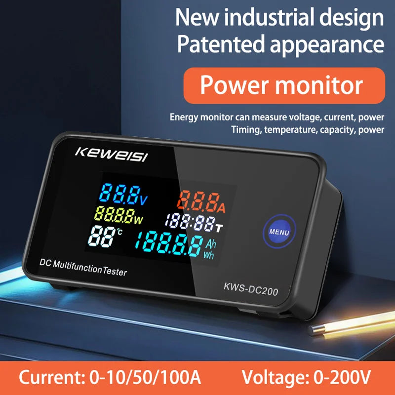 DC200 Digital Voltmeter KWS 50A/100A DC Power Monitor