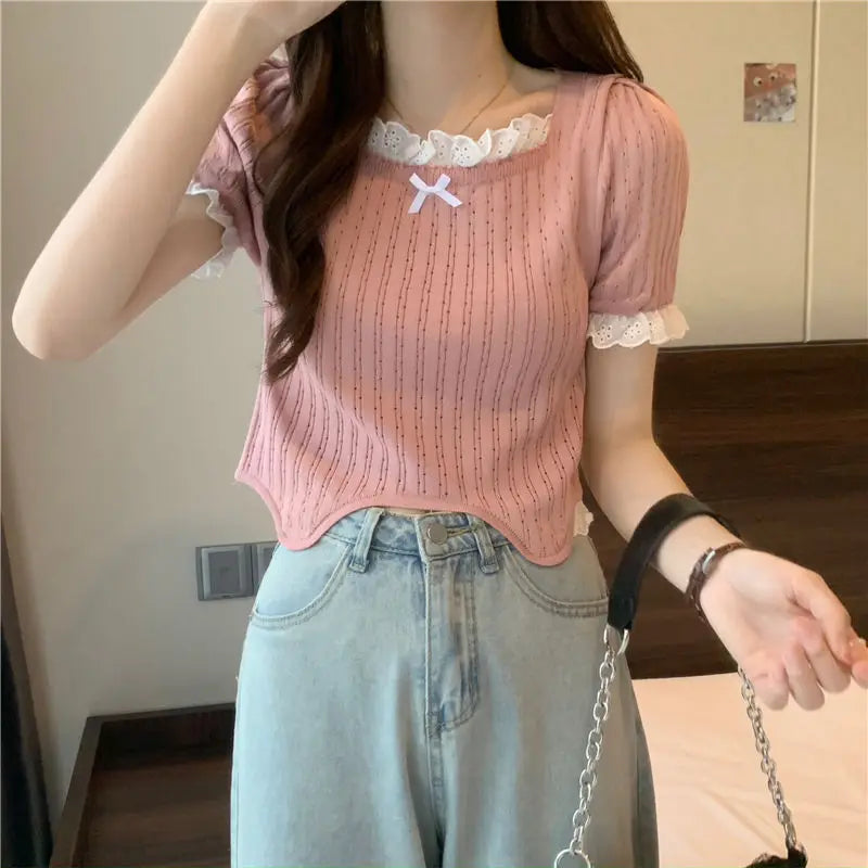 Knitted Sweater Slim Fit Square Neck