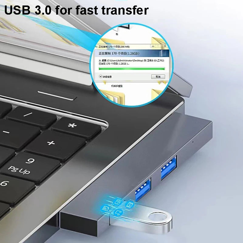 4 Port USB HUB 3.0 Type C 3.1 Multi USB Splitter