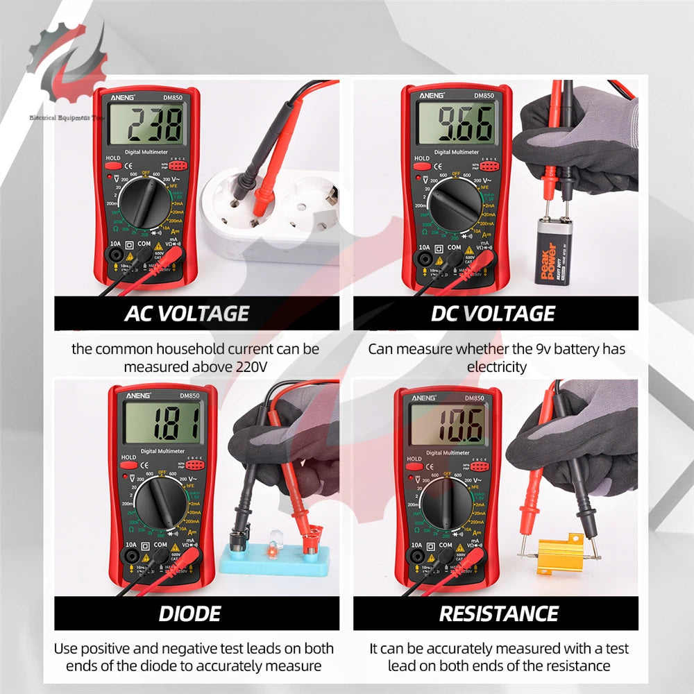 AC DC Voltmeter Ammeter Ohm Meter LCD Digit Voltage Current Tester