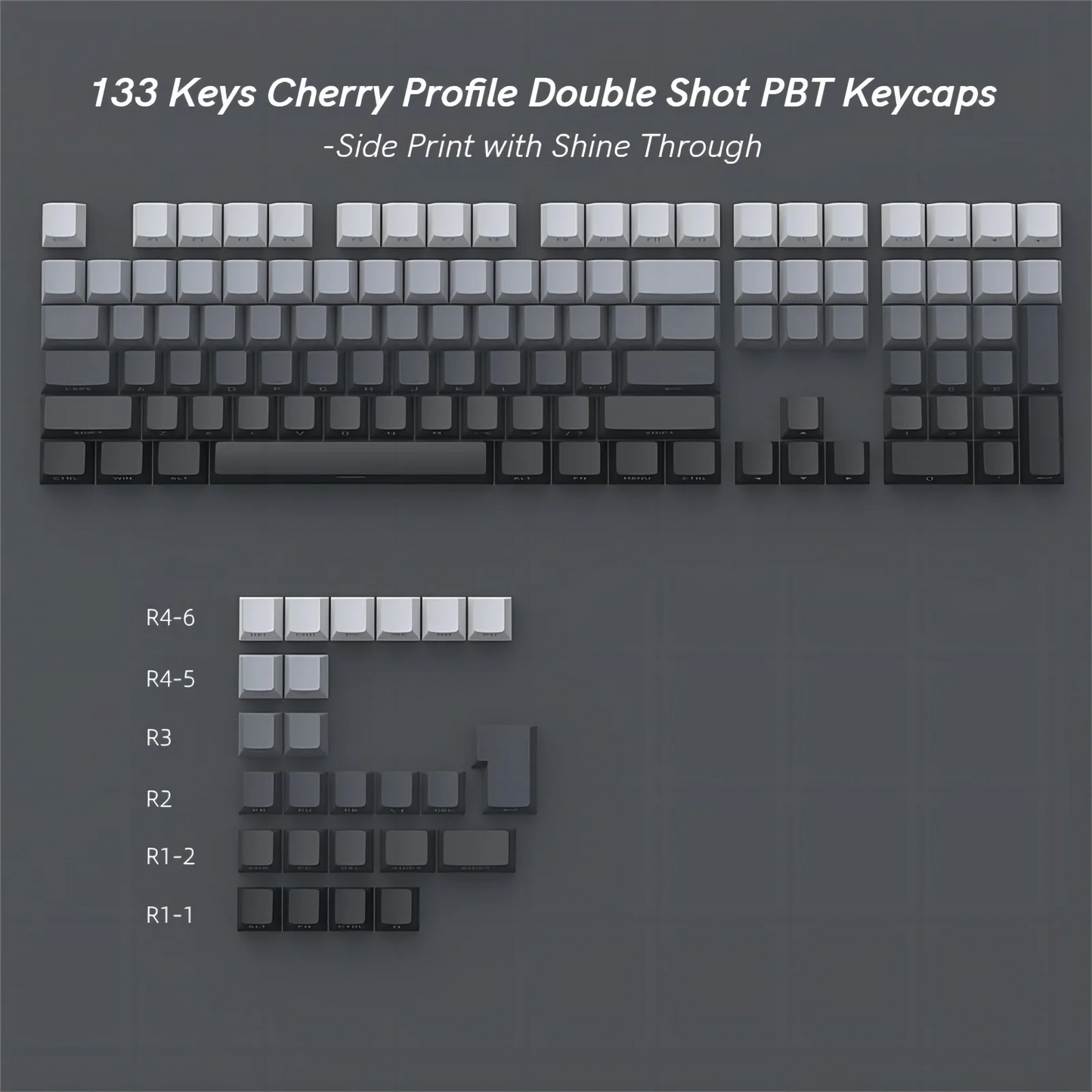 133 Keys Side Print Shine Through Keycap Set Double