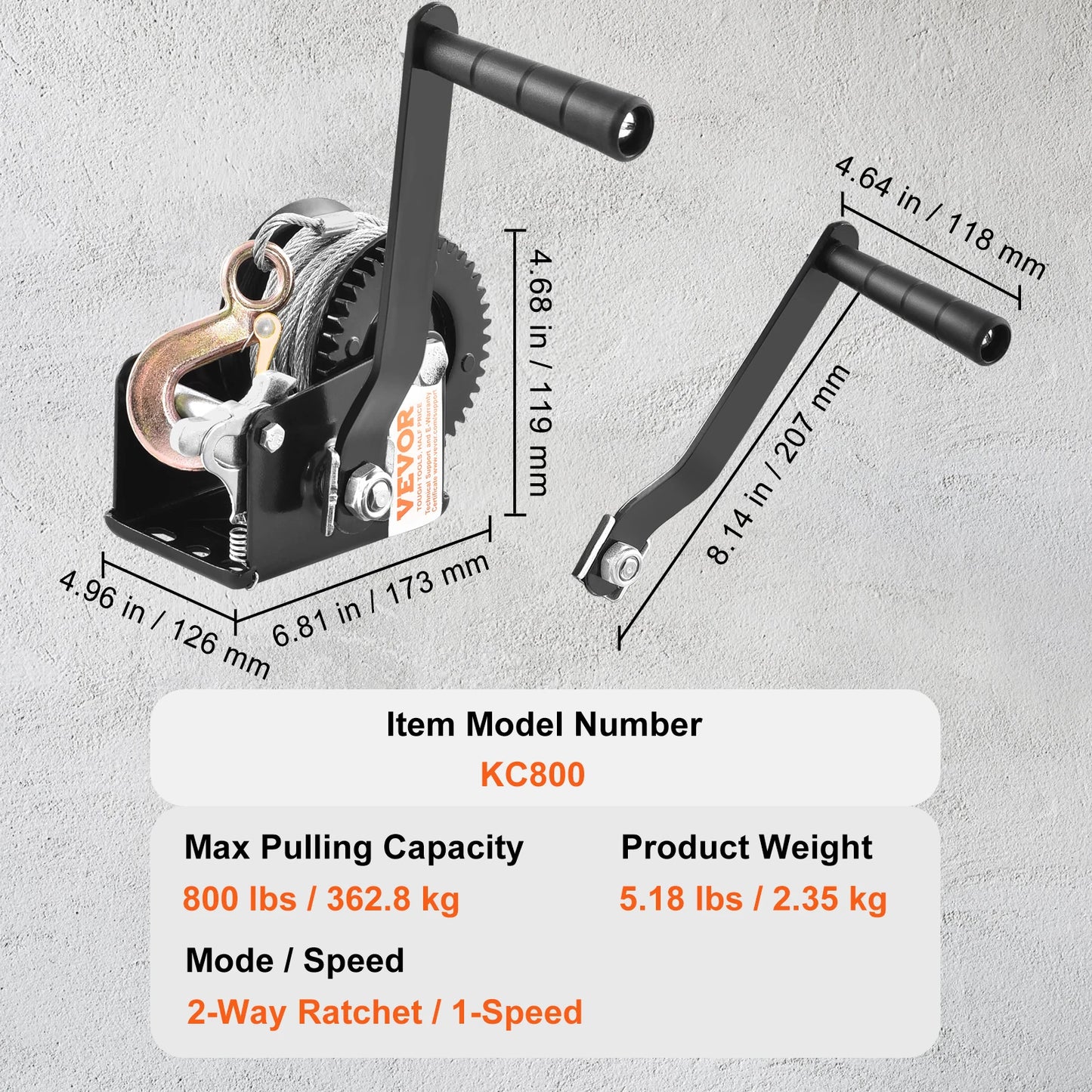 SucceBuy Hand Winch Heavy Duty Rope Crank with 33 ft Steel Wire