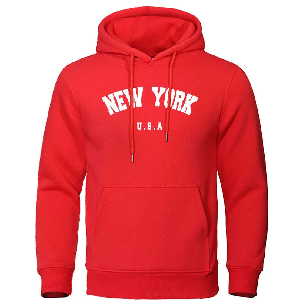 NEW YORK Letter U.S.A City Print Hoody Men Fashion