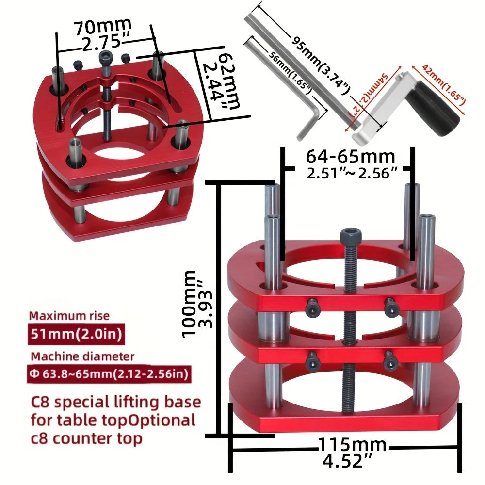 Woodworking Router Lift System and Aluminum Top Plate