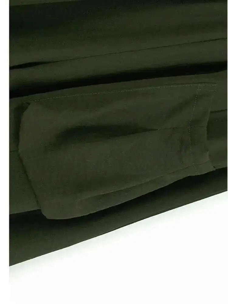 High Elastic Waist Green Buckle