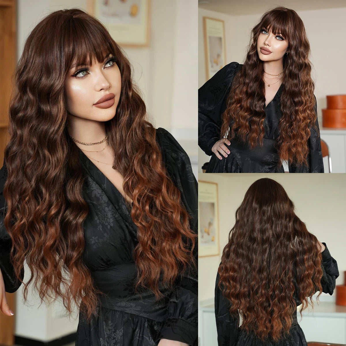 NAMM Long curly Hair Wig Brown
