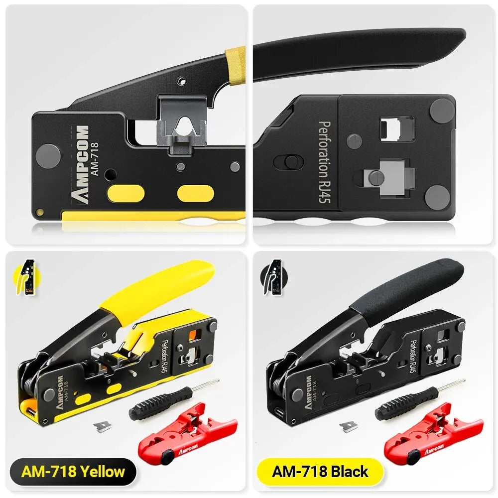 AMPCOM EZ-Type RJ45 Crimper with Wire Strip