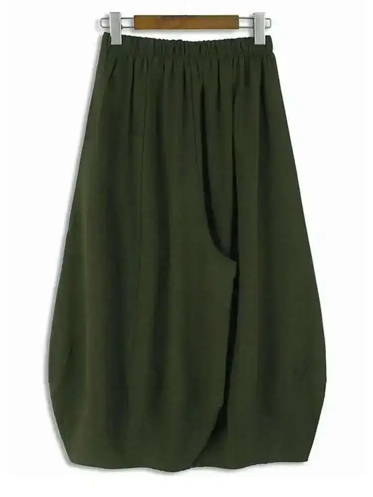 High Elastic Waist Green Buckle