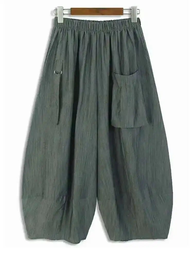 High Elastic Waist Green Buckle