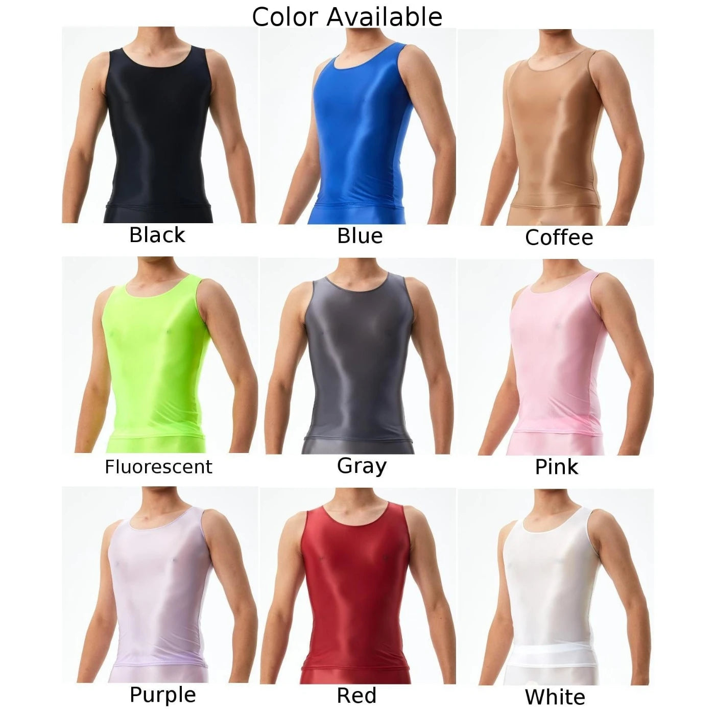 Men's Top Casual Oil Shiny Sleeveless Smooth