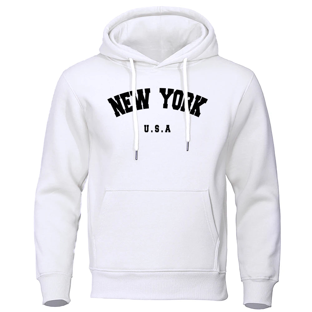 NEW YORK Letter U.S.A City Print Hoody Men Fashion