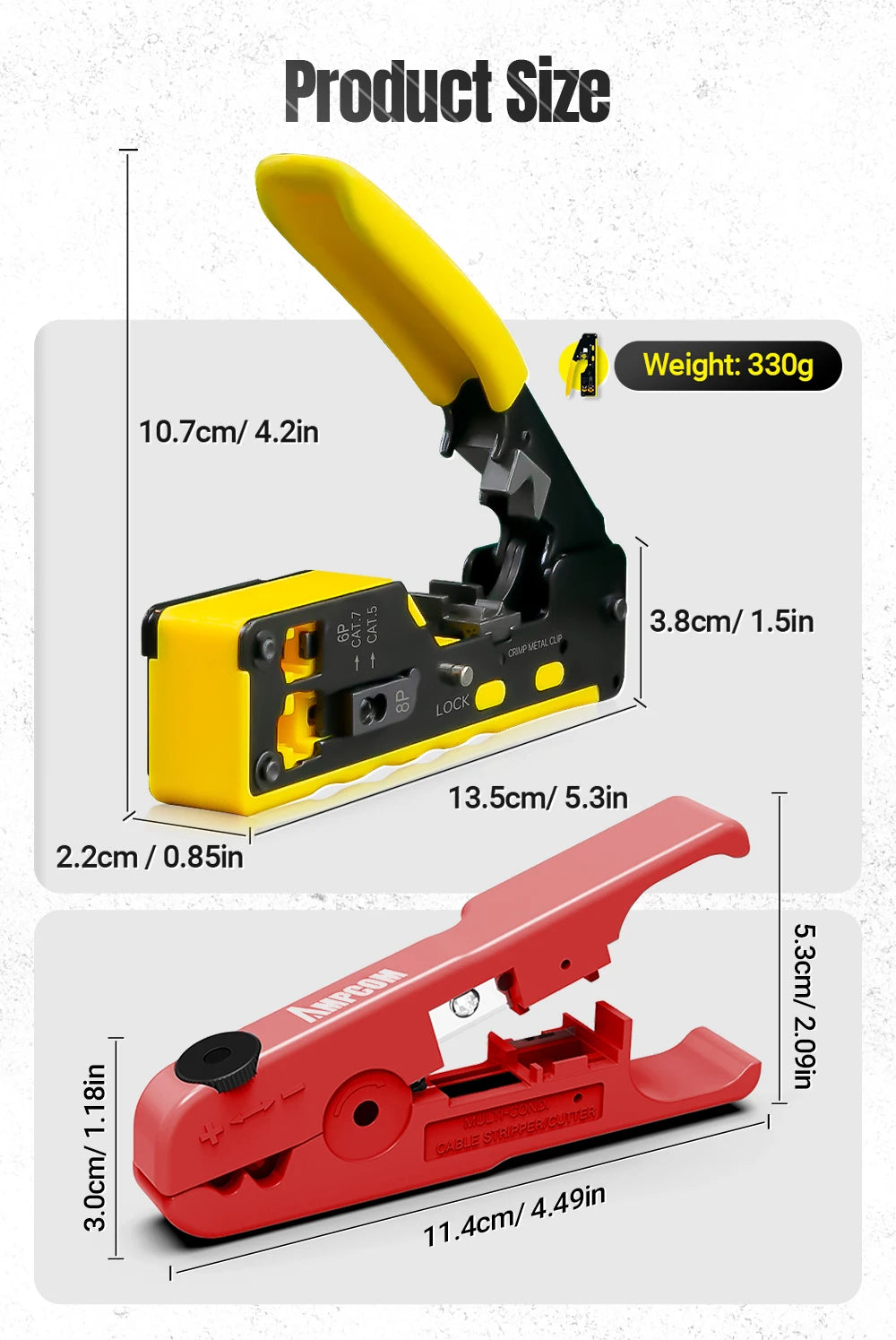 AMPCOM EZ-Type RJ45 Crimper with Wire Strip