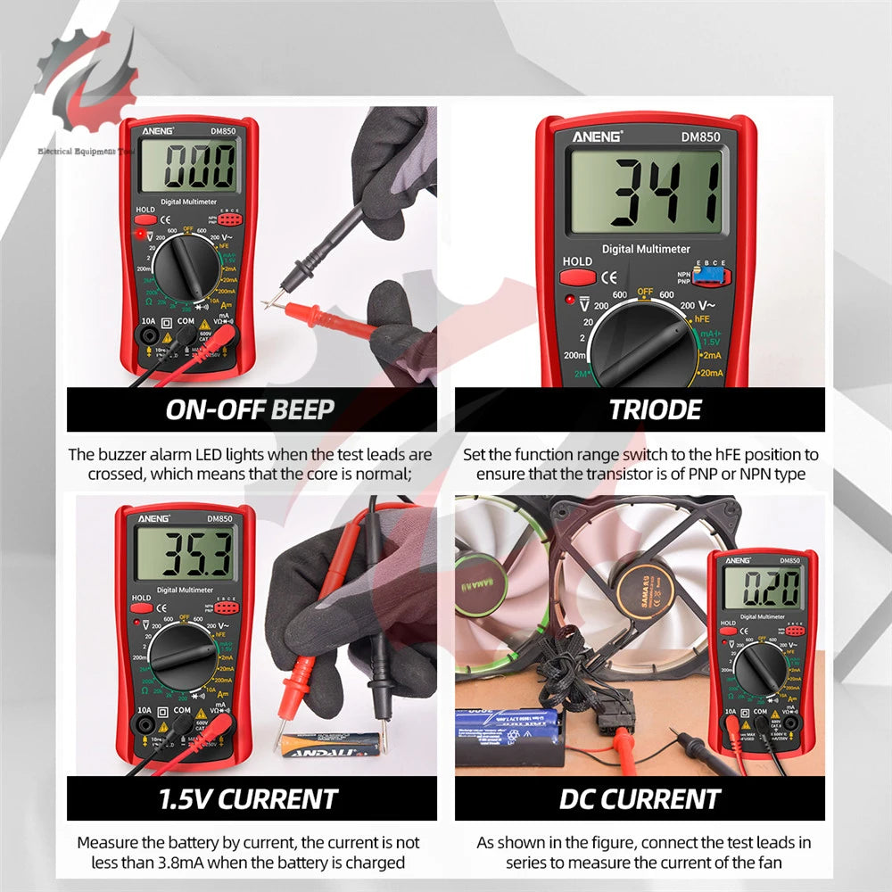 AC DC Voltmeter Ammeter Ohm Meter LCD Digit Voltage Current Tester