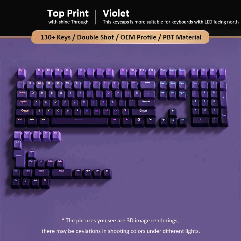 133 Keys Side Print Shine Through Keycap Set Double
