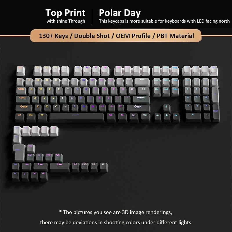 133 Keys Side Print Shine Through Keycap Set Double